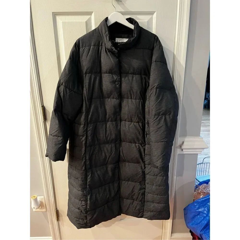 Polydeer Black Quilted Puffer Coat Hidden Zipper sz XXL NWOT